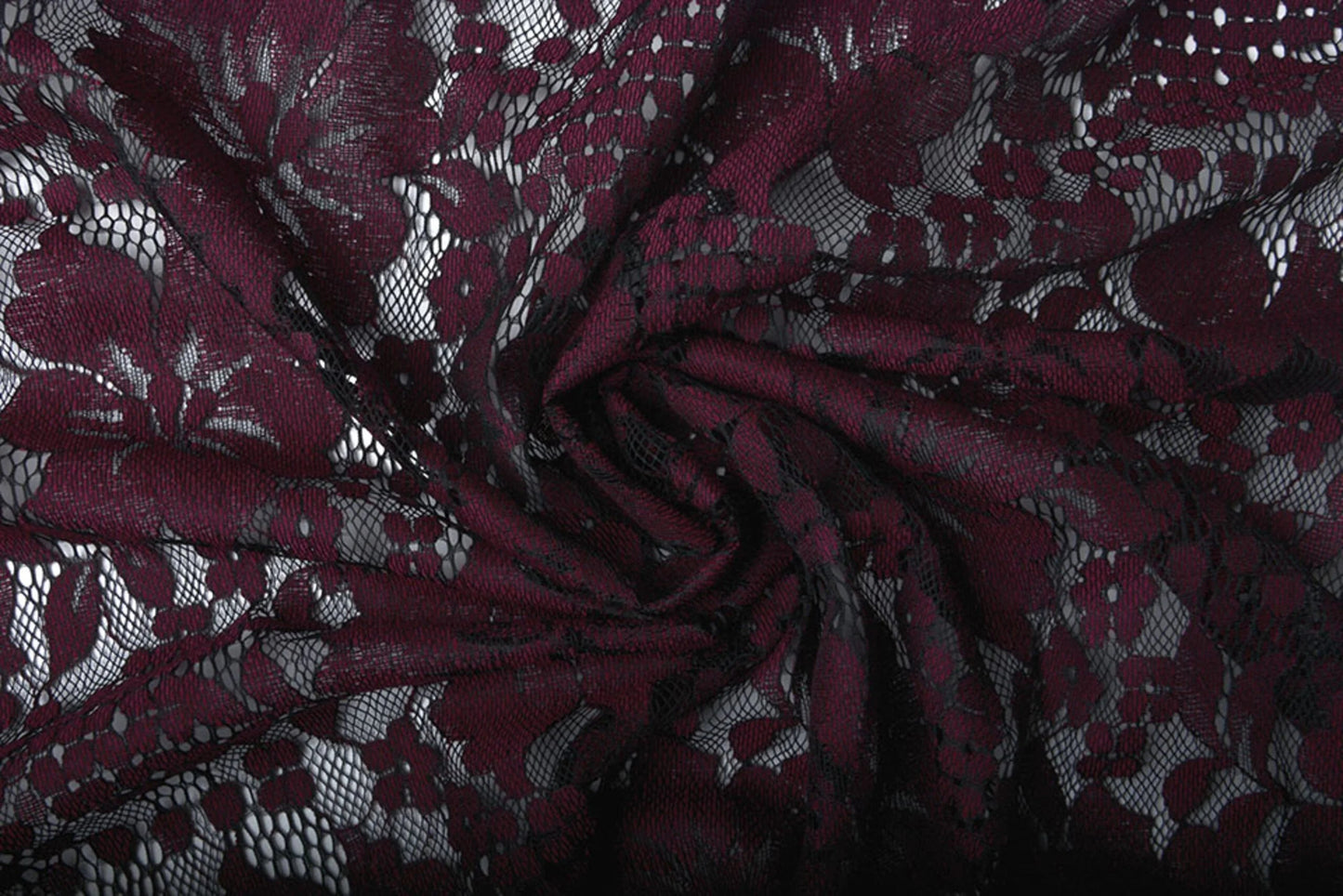 alt
Image with lace fabric - dark red flowers 110 g/m² – available at Šarlotes audumi