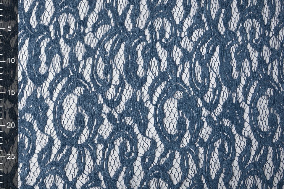 Lace fabric - dark blue velvet 200 g/m²