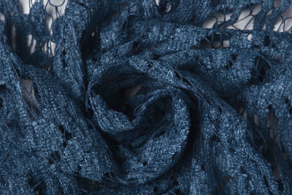 Lace fabric - dark blue velvet 200 g/m²