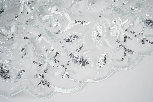 Image with Lace fabric|Embroidered tulle with sequins 160 g/m² - silver – available at Šarlotes audumi