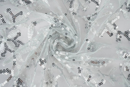 Image of Lace fabric|Embroidered tulle with sequins 160 g/m² - silver – available at Šarlotes audumi