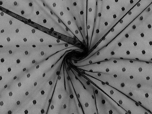 Image of soft tulle with polka dots - black 40 g/m² – available at Charlotte's Fabrics