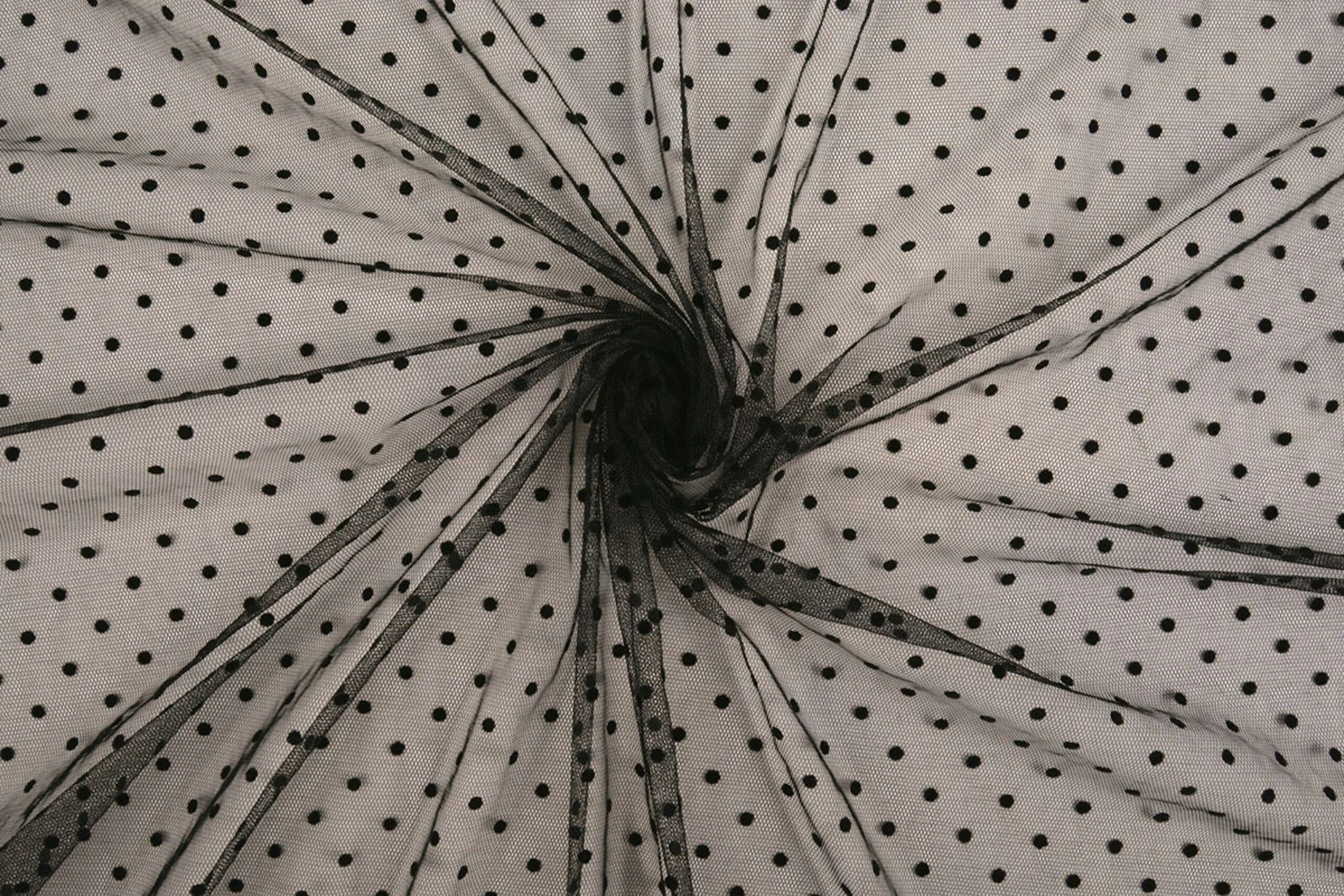 Soft tulle with polka dots - black