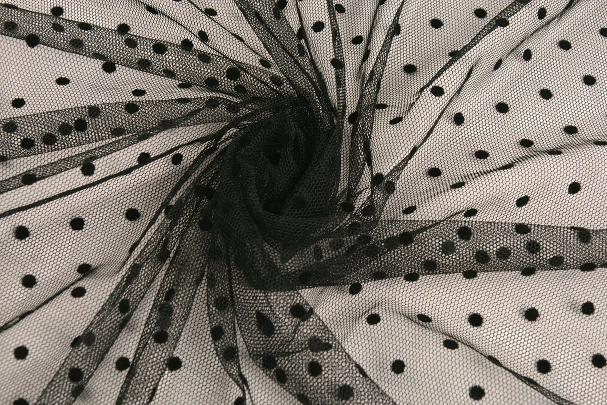 Soft tulle with polka dots - black