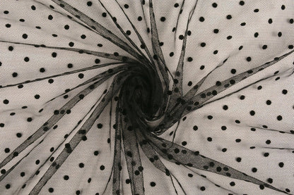 Soft tulle with dots - black