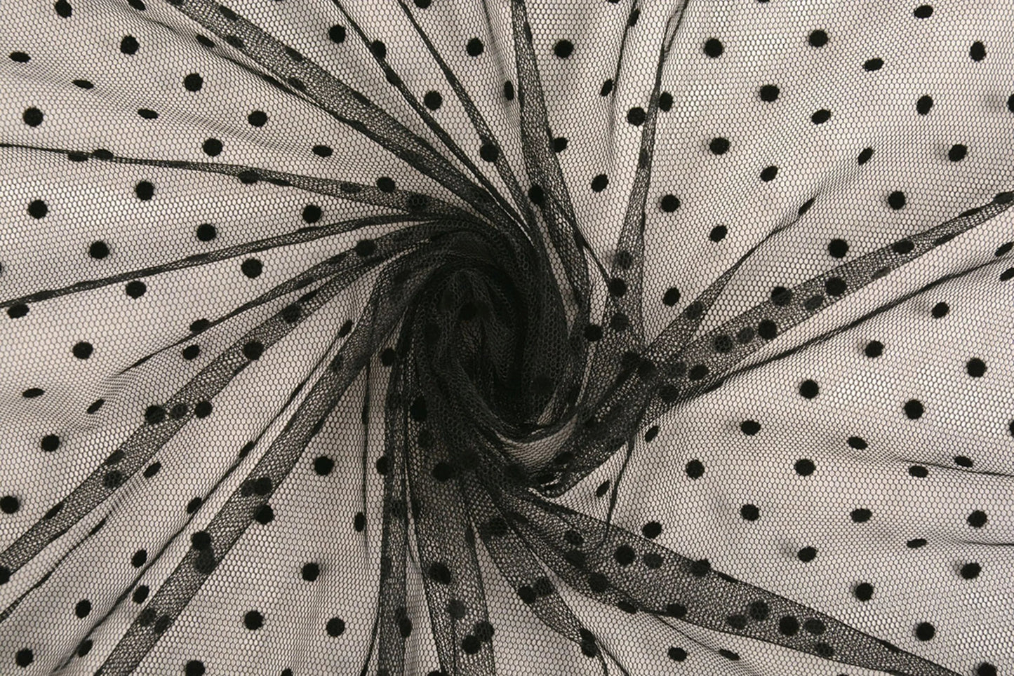 Soft tulle with polka dots - black