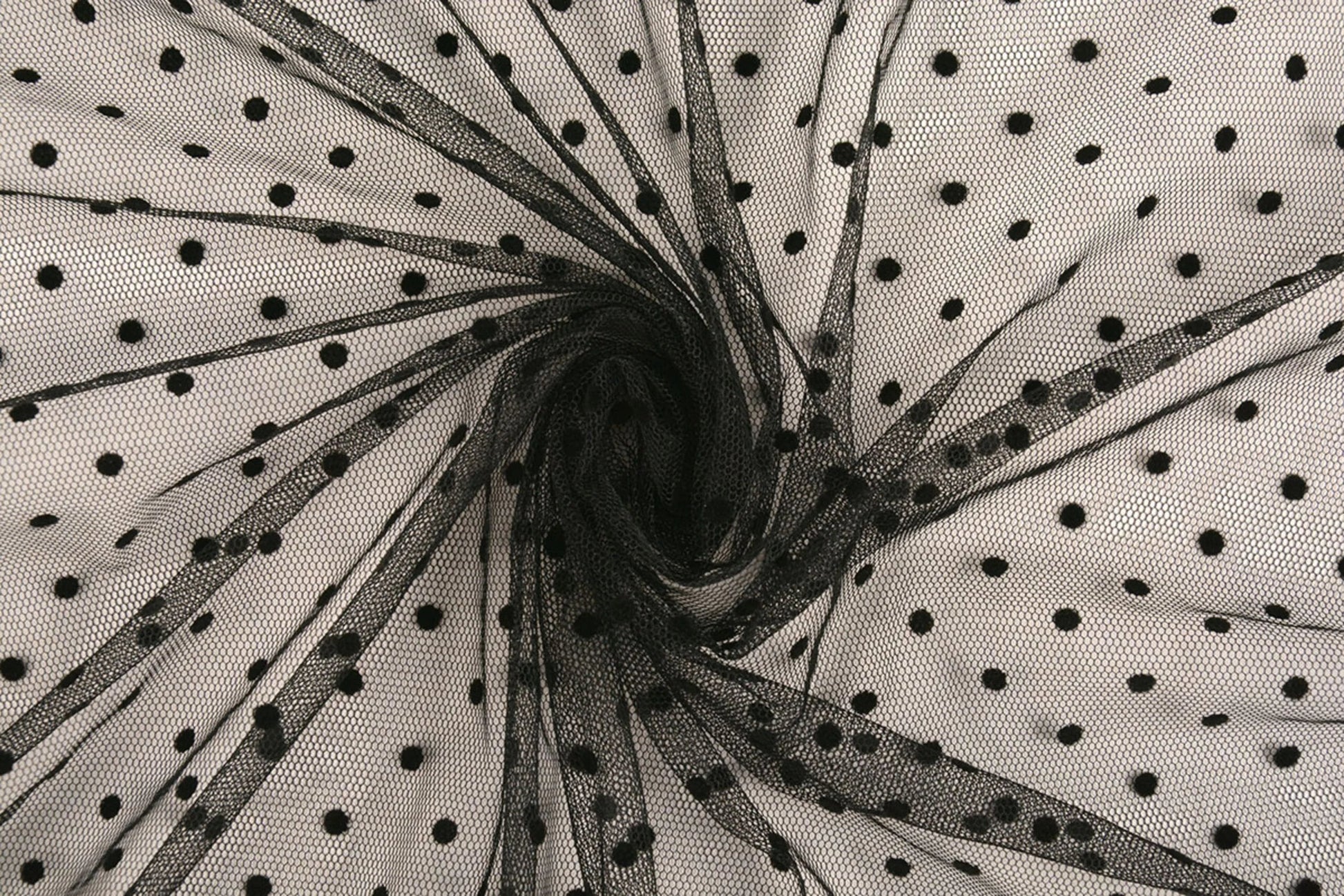Soft tulle with polka dots - black