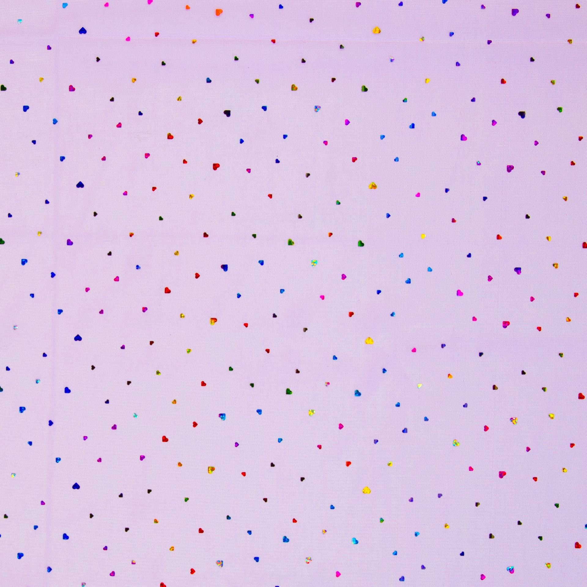 Image of Soft tulle with hearts on a lilac background 40 g/m² – available at Šarlotes audumi