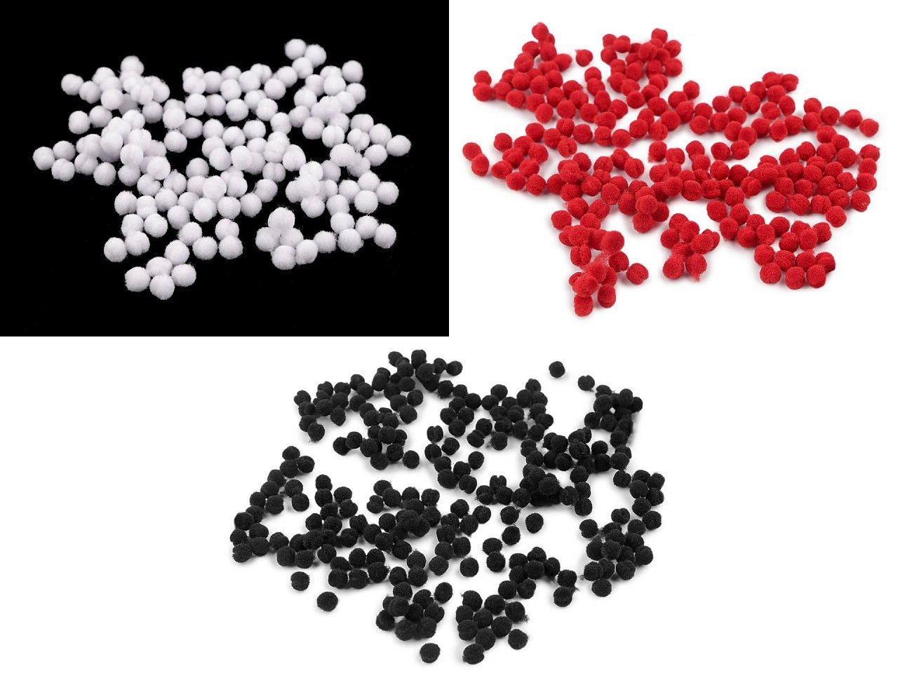 Image with Mini pom-poms Ø4 mm | White | 2000 pieces per pack | assorted shades – available at Charlotte's Fabrics