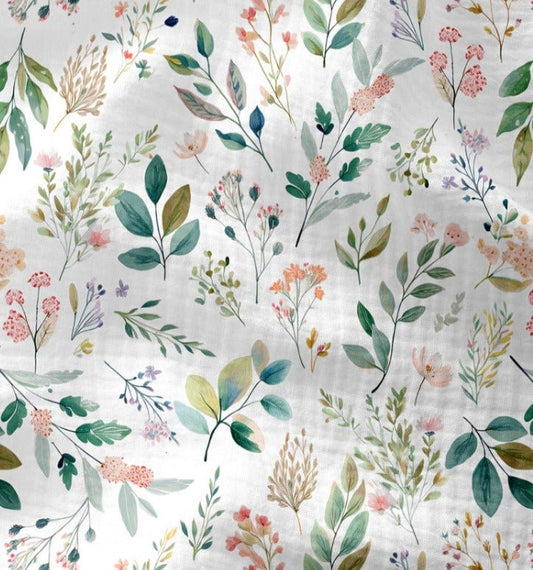 Image with Muslin - natural foliage and floral motifs 120 g/m² – available at Šarlotes audumi