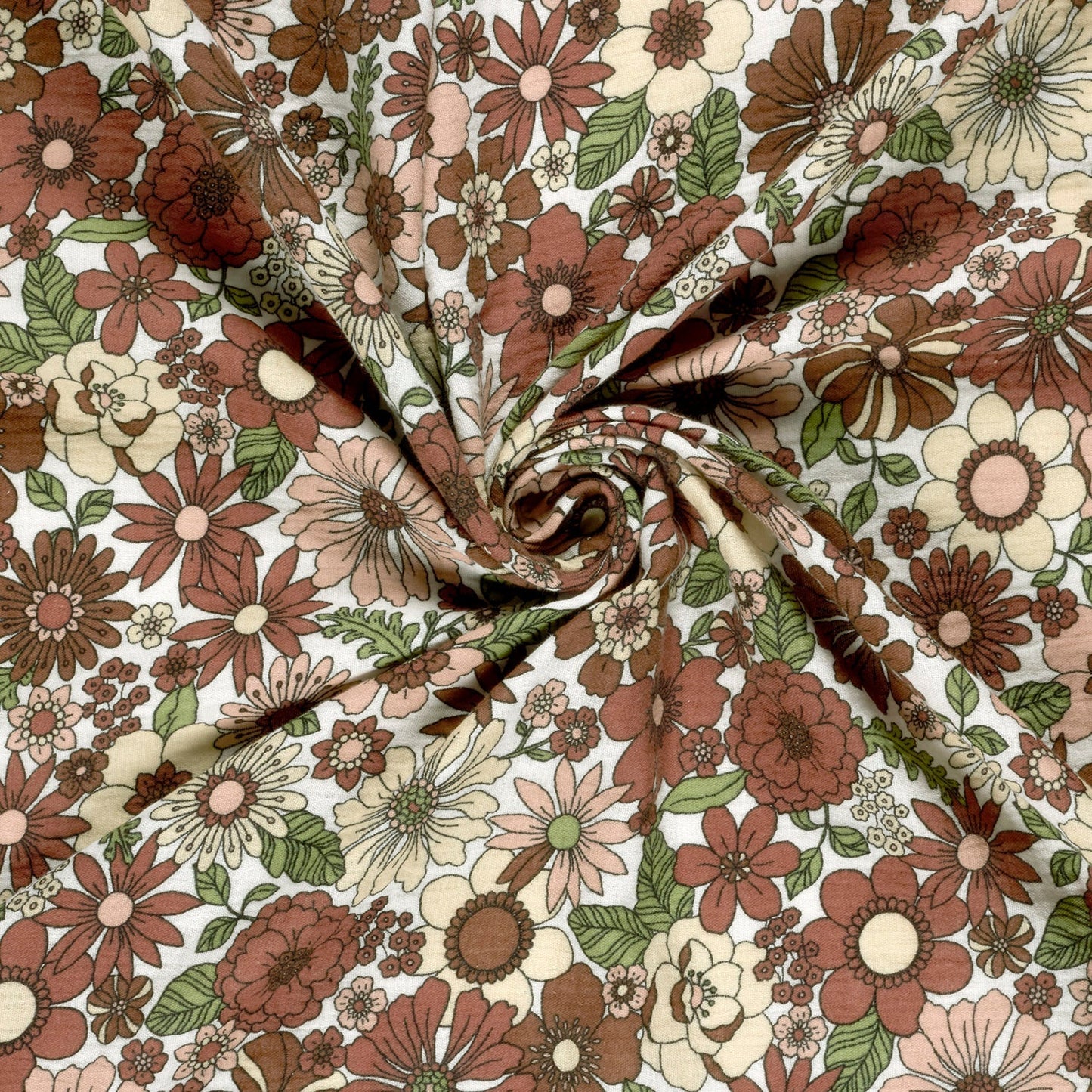 Image of Muslin - flowers of various sizes 120 g/m² – available at Charlotte's Fabrics