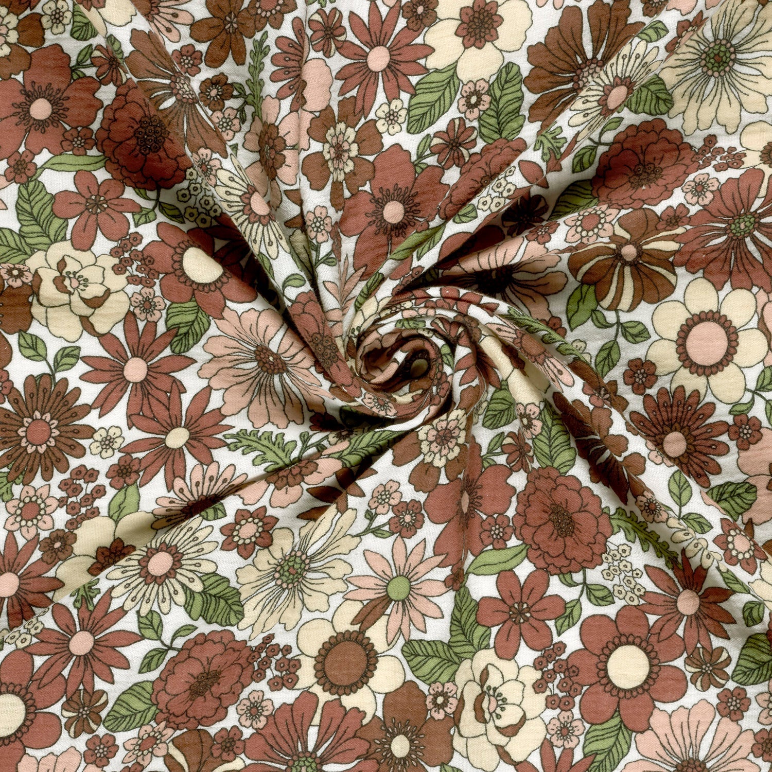 Image of Muslin - flowers of various sizes 120 g/m² – available at Charlotte's Fabrics