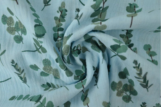 alt
Muslin - eucalyptus on a blue background 140 g/m²
