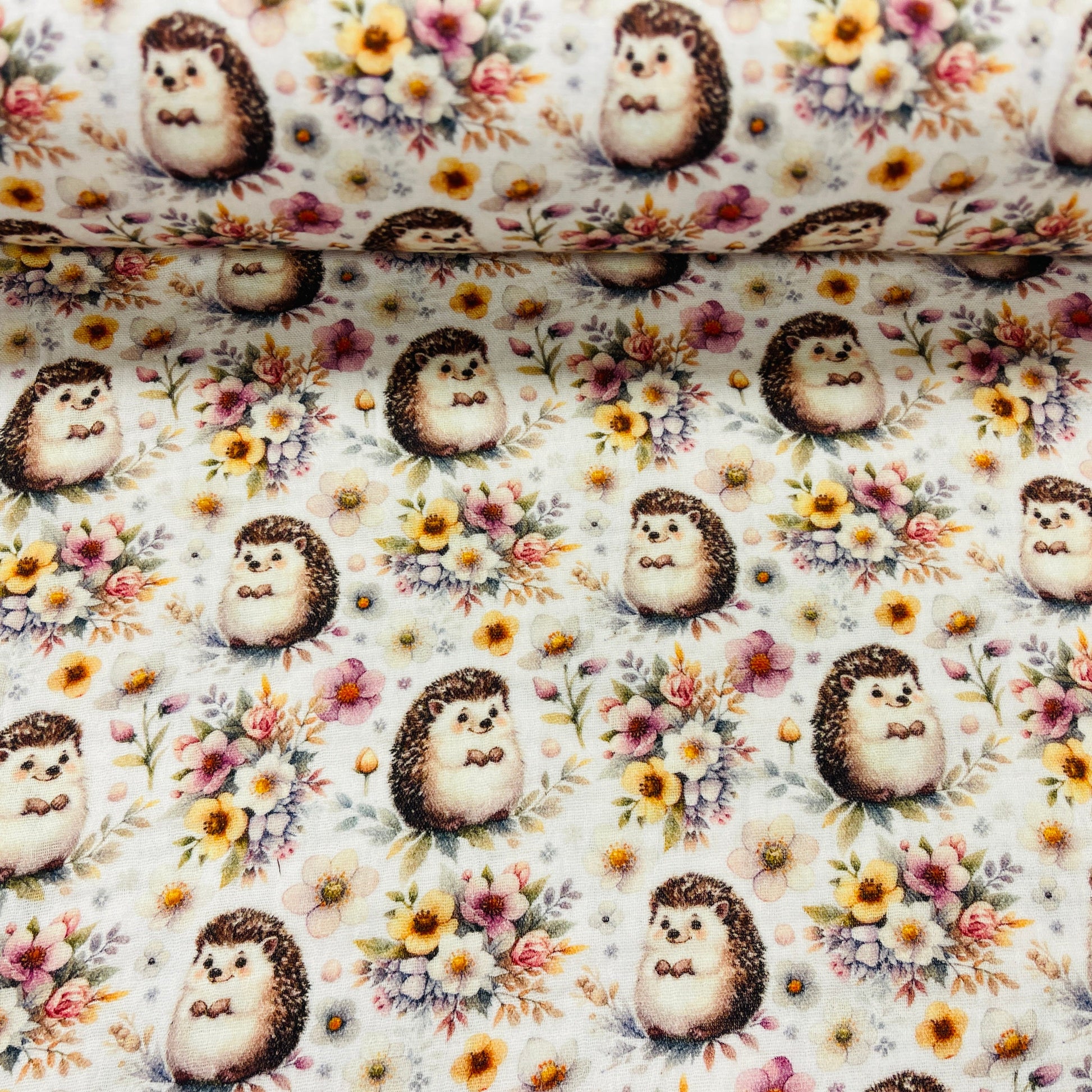 Muslin - hedgehogs 140 g/m²