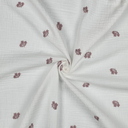 Image of Muslin - embroidered flowers 130 g/m² – available at Šarlotes audumi