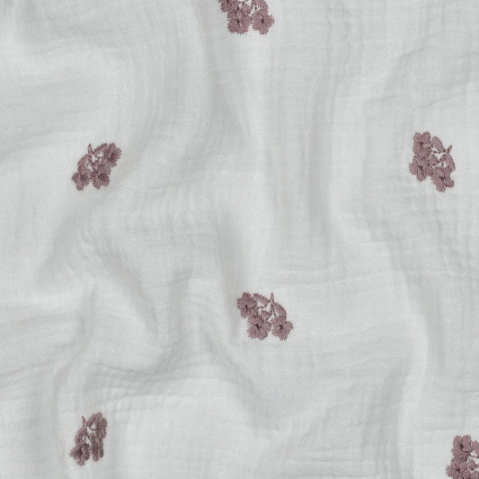 Image of Muslin - embroidered flowers 130 g/m² – available at Charlotte's Fabrics