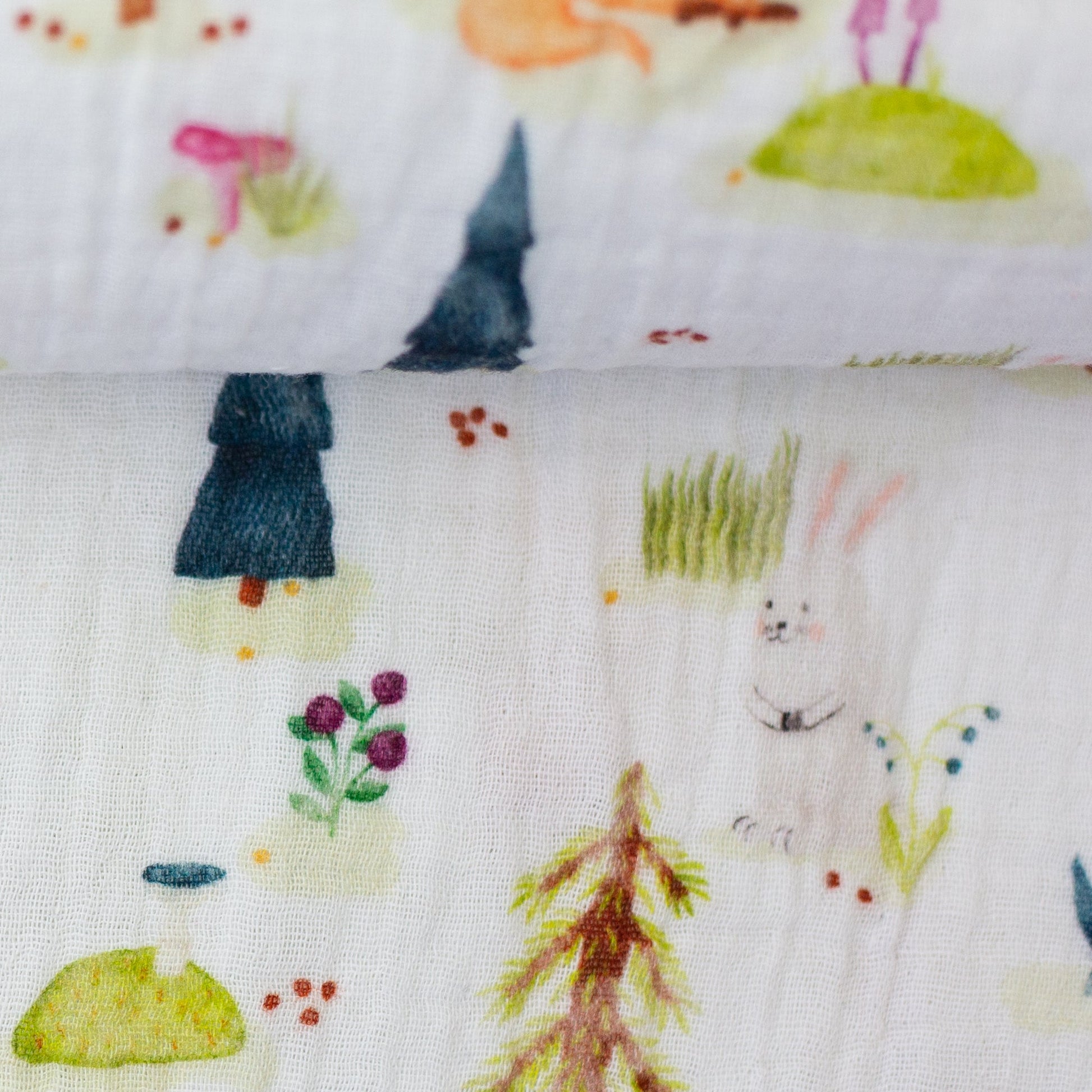 muslin - bear with a fox in the forest 130 g/m²