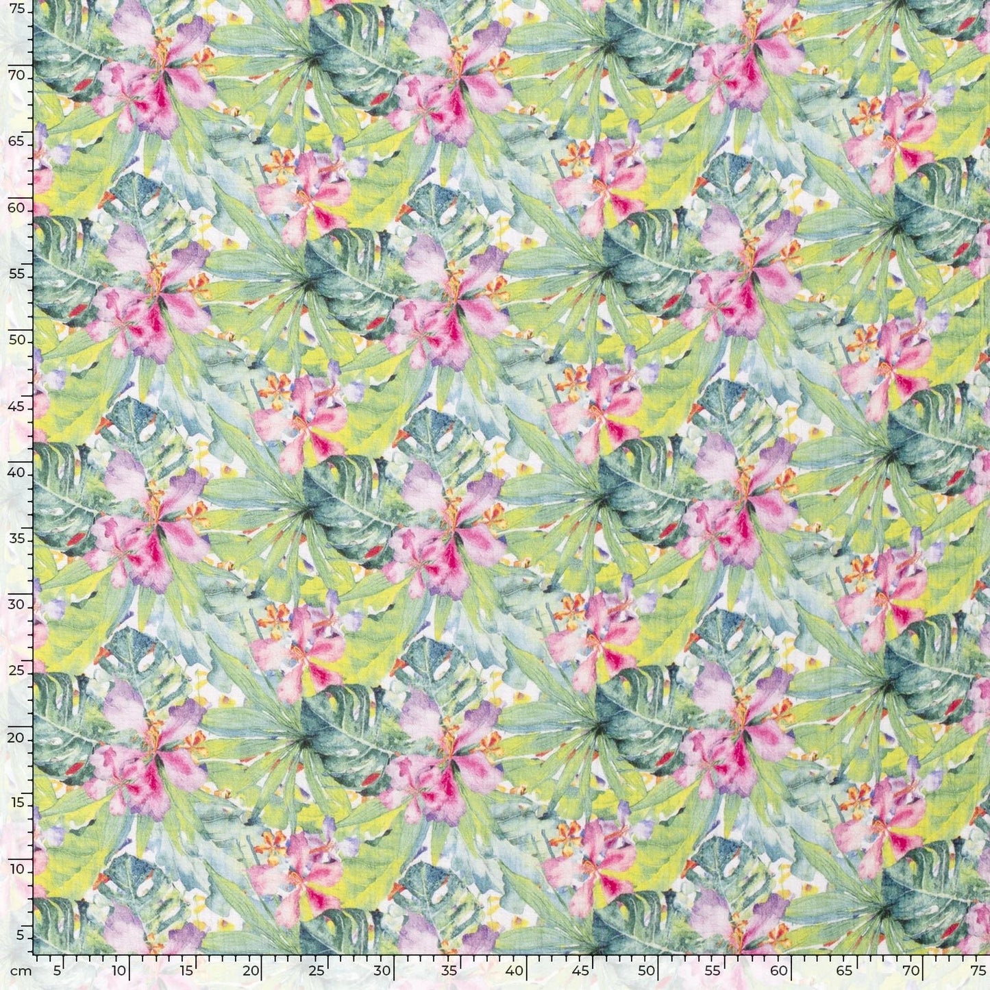 Muslin - tropical leaves 130 g/m²