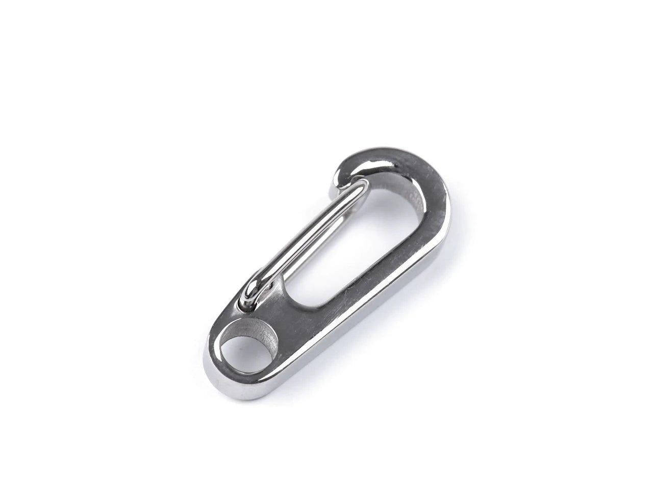 Image of stainless steel carabiner / snap hook with hole | 11 × 26 mm 3mm | 10 pcs. – available at Charlotte's Fabrics