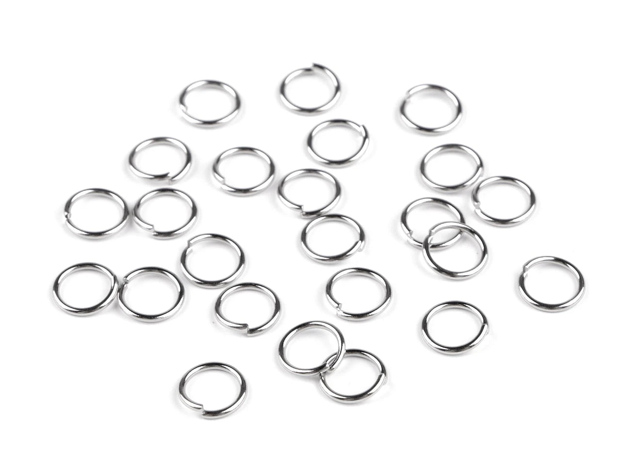 Image of stainless steel jump rings Ø6 - 10 mm (closed) 10g – available at Charlotte's Fabrics