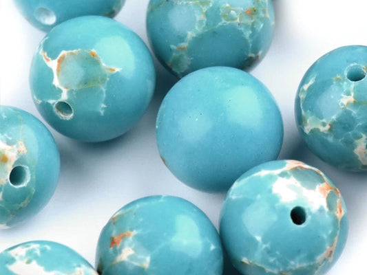 Ocean jasper beads Ø8 mm | 12 pcs. | Turquoise blue with pattern
