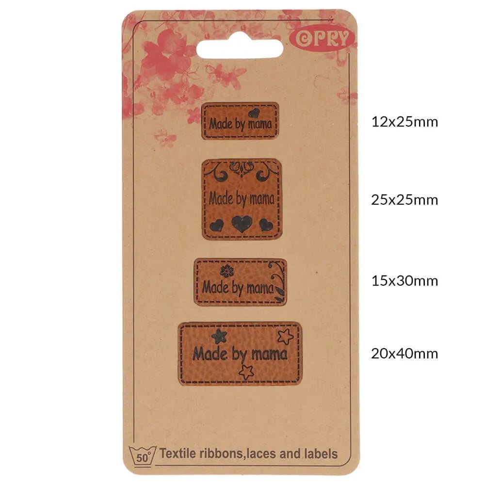Opry faux leather labels – "Made by mama "