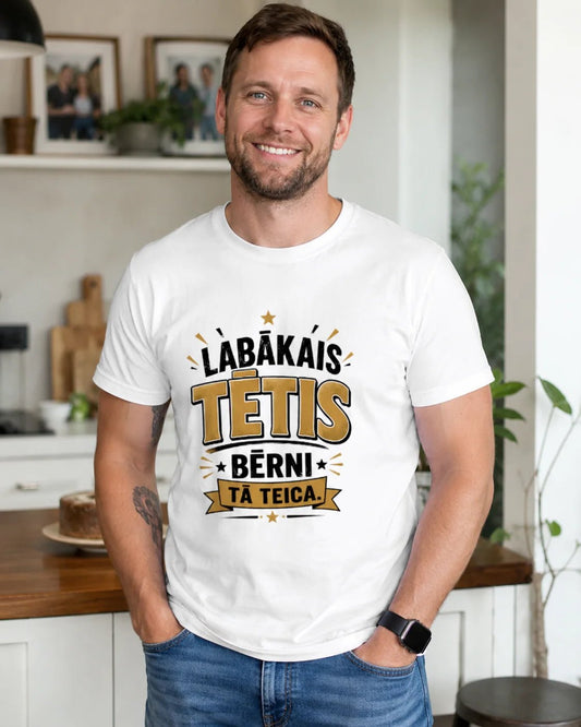 Attēls ar Organiskās kokvilnas T-krekls "Labākais tētis – bērni tā teica!" – pieejams internetā Šarlotes audumi