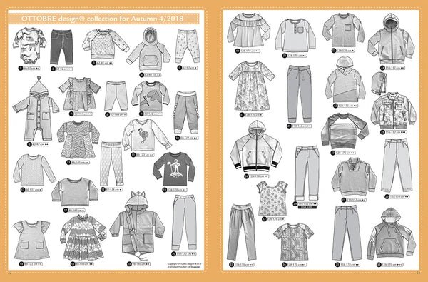 Zdjęcie magazynu z wykrojami odzieży dziecięcej OTTOBRE design Kids 4/2018 w języku angielskim – dostępnego online w sklepie Šarlotes audumi