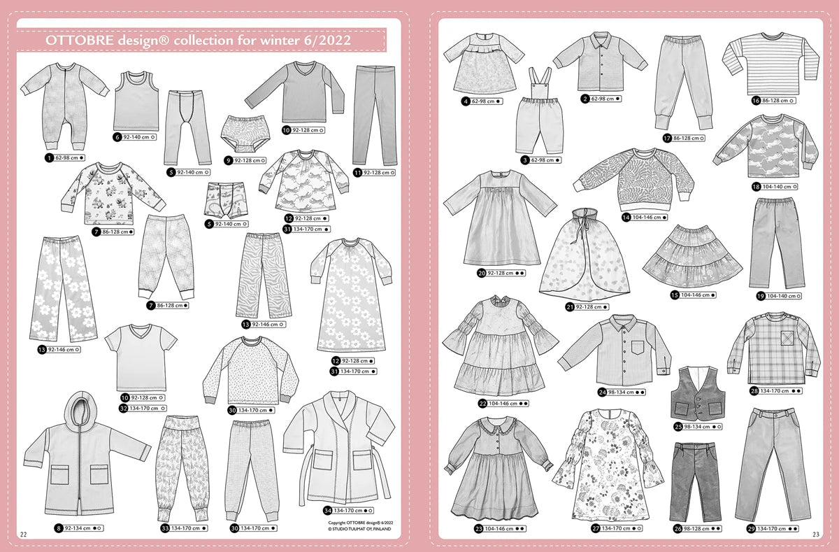 Zdjęcie magazynu wykrojów odzieży dziecięcej OTTOBRE design Kids 6/2022 w języku angielskim – dostępnego online w Charlotte Tkaniny