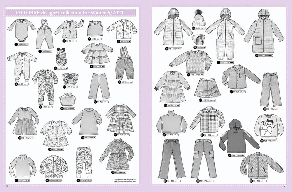 Zdjęcie czasopisma z wykrojami odzieży dziecięcej OTTOBRE design Kids Zima w języku angielskim – dostępne online w sklepie Šarlotes audumi