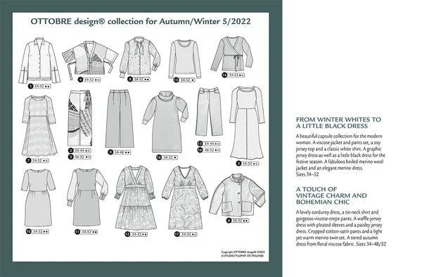 Zdjęcie czasopisma z wykrojami damskimi OTTOBRE design Woman 5/2022 w języku angielskim – dostępne online w Charlotte Tkaniny