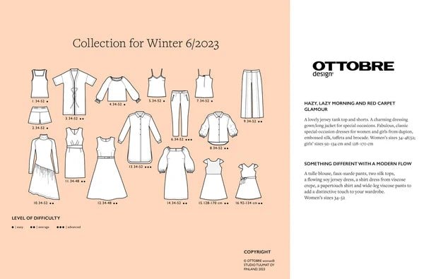 Magazyn z wykrojami damskimi OTTOBRE design Woman 6/2023 w języku angielskim – dostępny online w sklepie Charlotte Fabrics