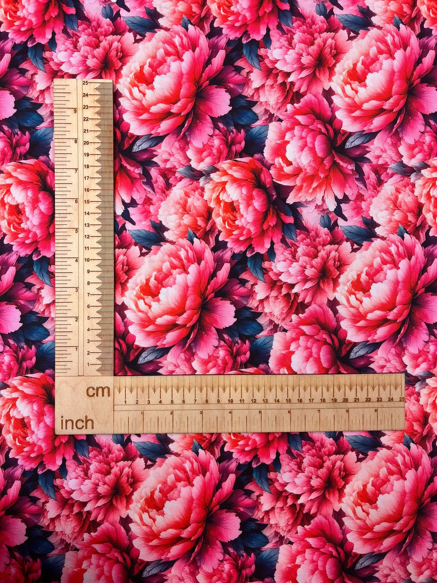 Image with Oxford fabric - peonies 220 g/m² – moisture-resistant fabric for bags and covers – available at Šarlotes audumi