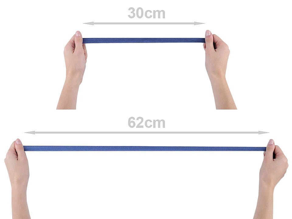 Image with folded elastic – 1.6 cm cornflower blue with sheen – available at Šarlotes audumi