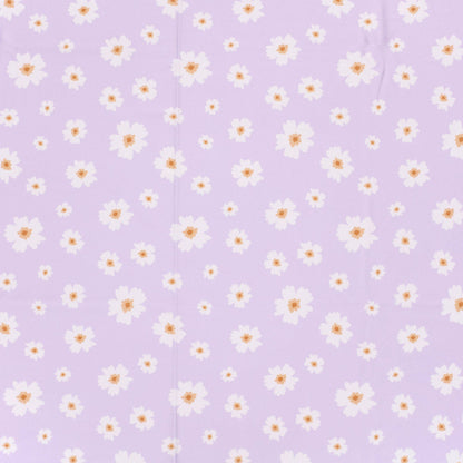 Image of swimwear Lycra fabric with UPF50 protection – flowers on lilac 200 g/m² – available at Charlotte's Fabrics