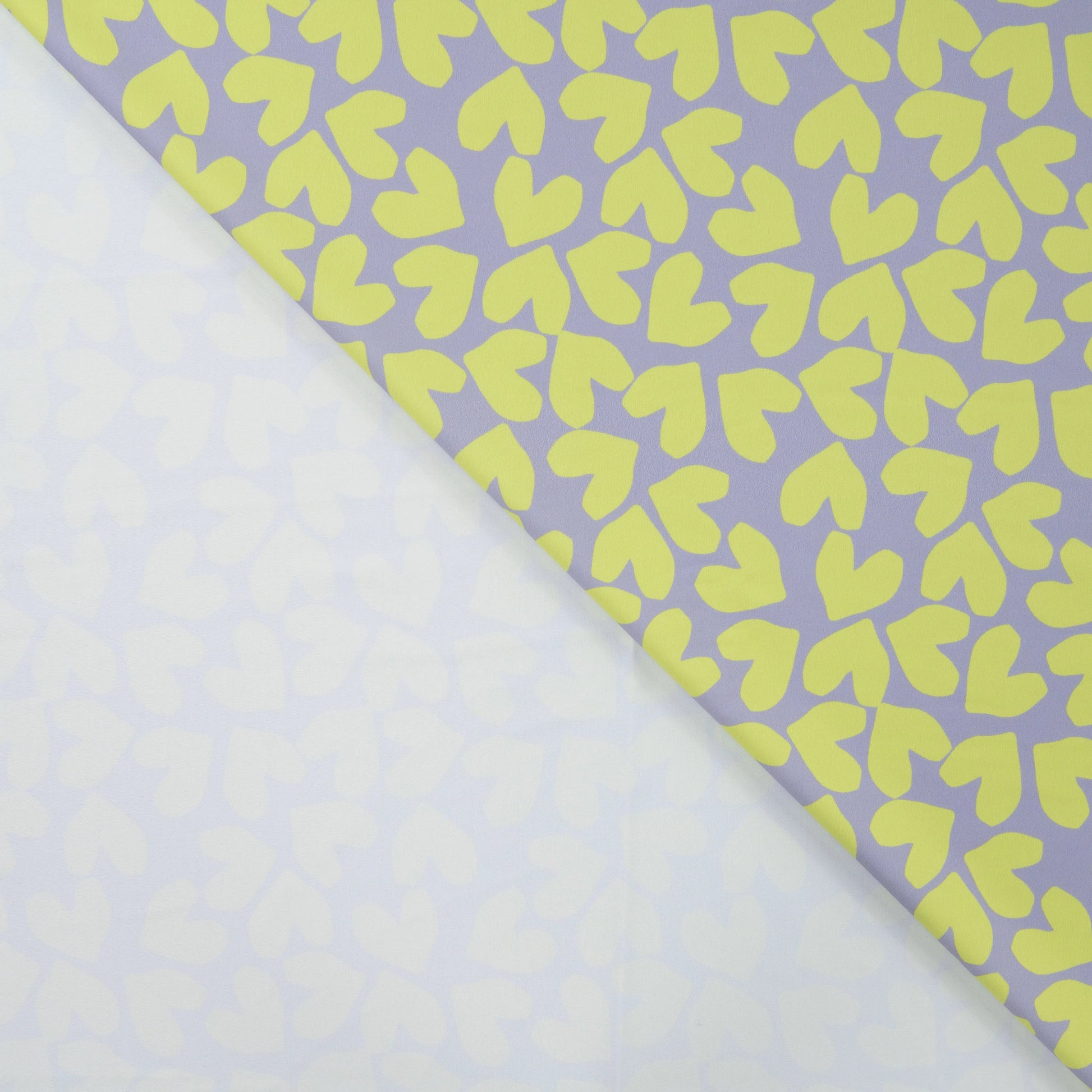 Swimwear Lycra fabric - hearts on smoky lilac 220 g/m² | UPF 50+