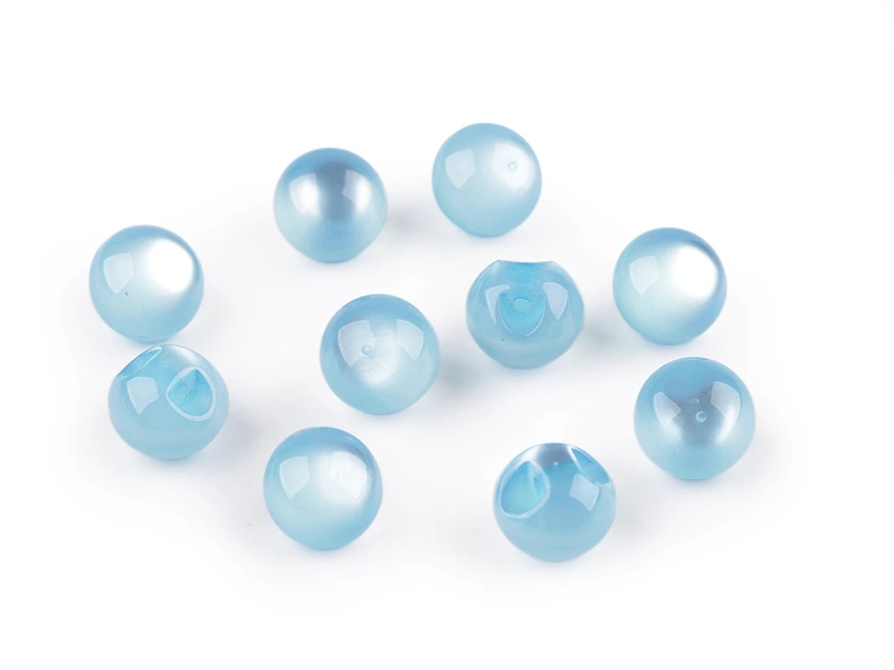 Image of sew-on pearl / “cat’s eye” buttons, 11 mm – available at Charlotte’s Fabrics
