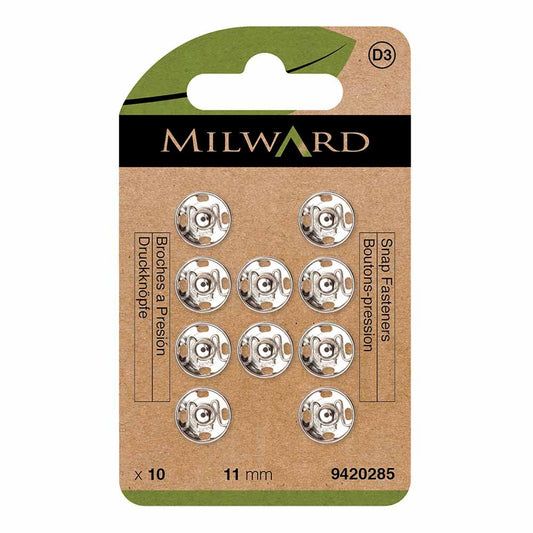 Sew-on snap fasteners Ø11 mm Milward - silver