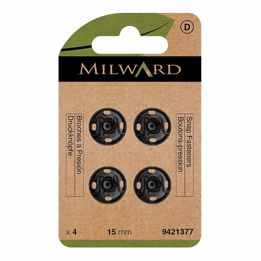 Sew-on press studs Ø15 mm Milward - black
