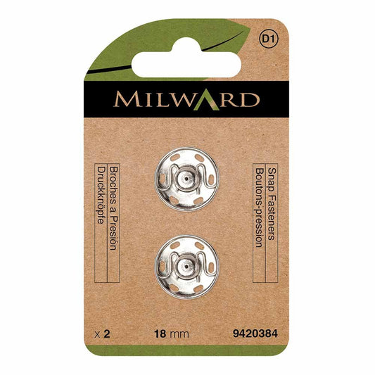 Sew-on snap fasteners Ø18 mm Milward - silver