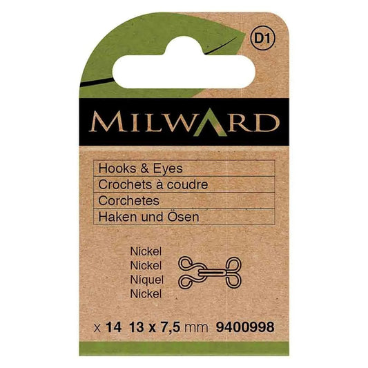 Sew-on hook and loop fasteners 13x 7.5 mm - silver