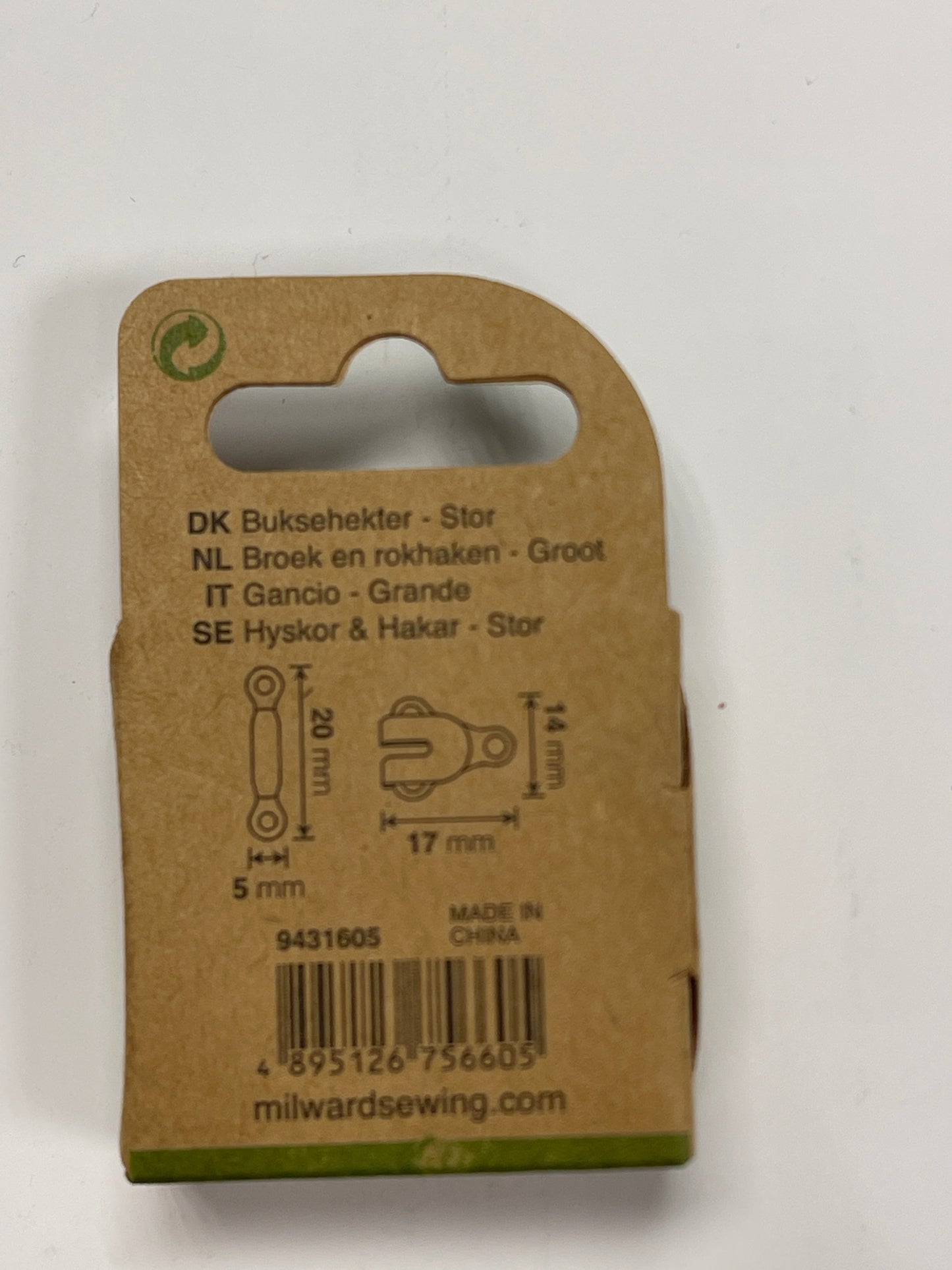 Sew-on hook and bar fasteners, size L - black (3 pairs per pack)