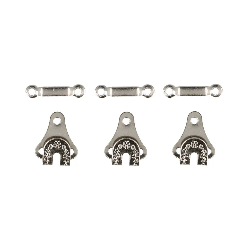 Sew-on hook-and-bar fasteners, size L - nickel-plated (3 pairs per pack)
