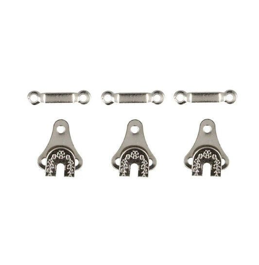 Sew-on hook-and-bar fasteners, size L - nickel-plated (3 pairs per pack)