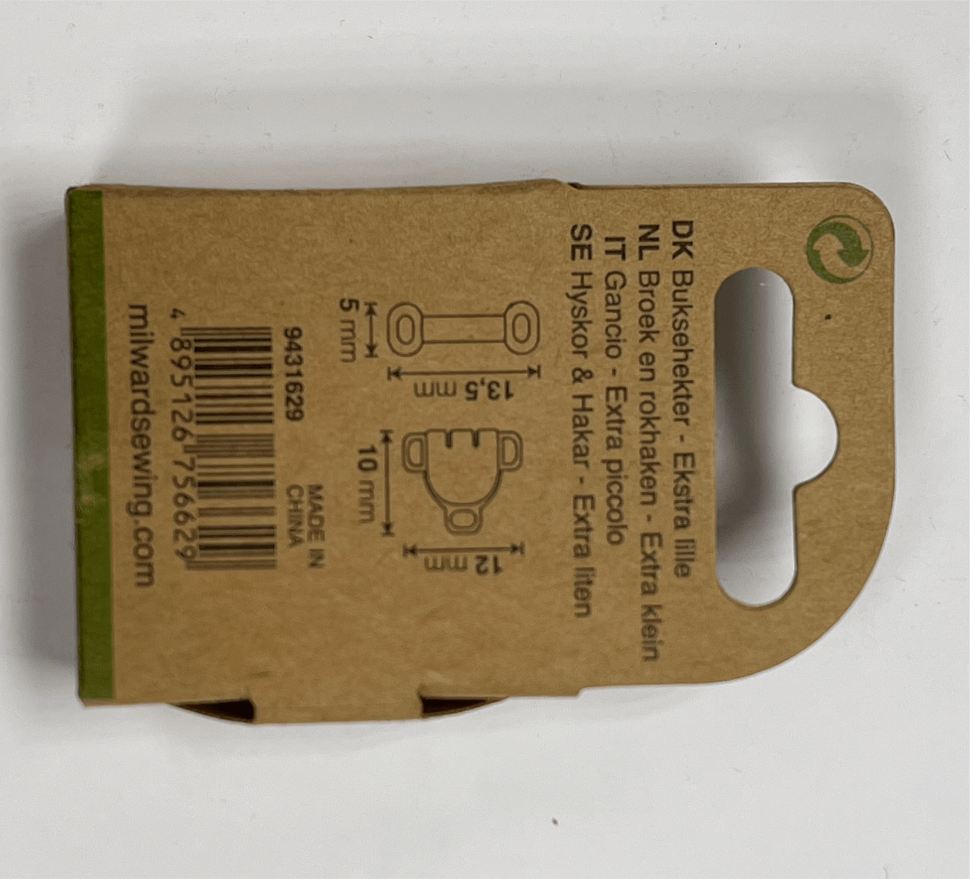 Sew-on hook-and-bar fasteners, XS size - nickel-plated (3 pairs per pack)