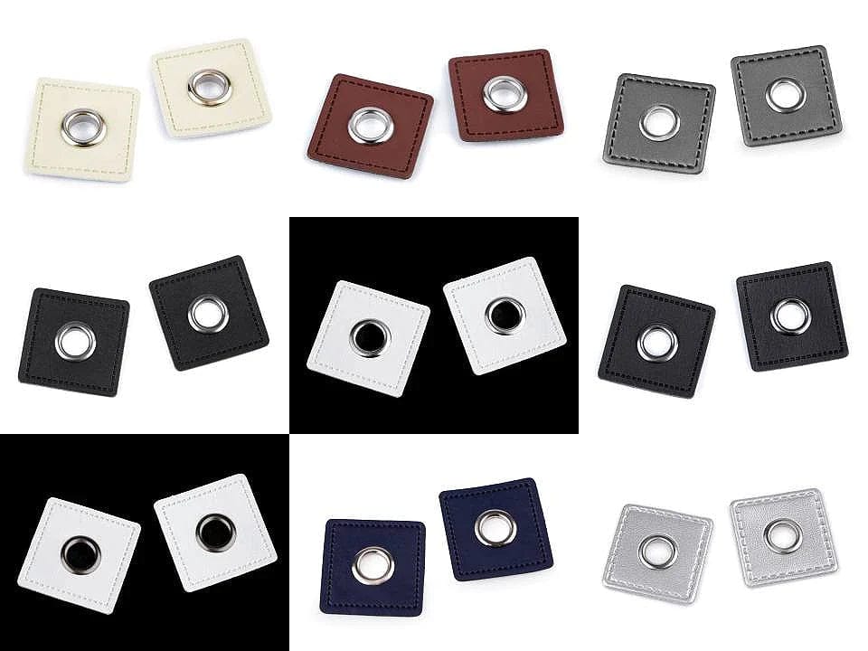 Sew-on Luversi Ø8 mm 30 x 30 mm - cognac (pack of 4 pcs)