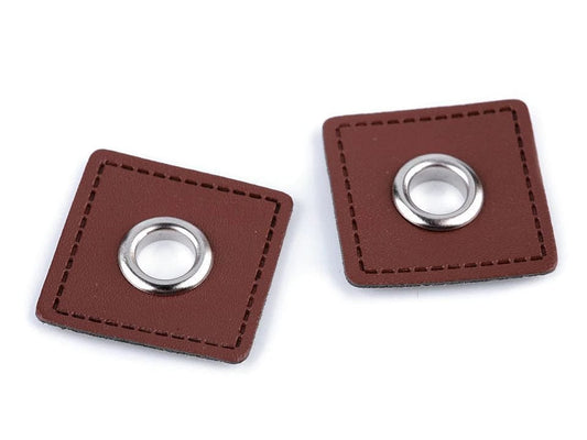 Sew-on eyelets Luversi Ø8 mm 30 x 30 mm - cognac (pack of 4 pcs)