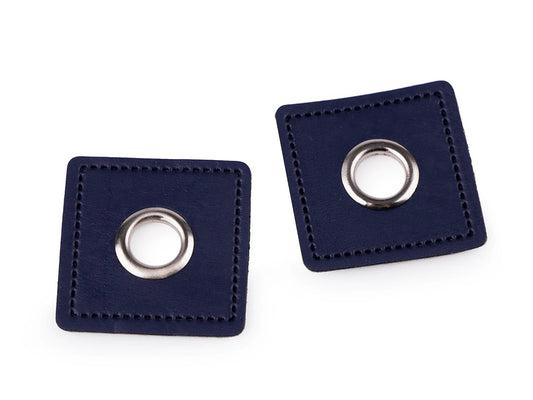 Sew-on eyelets Ø8 mm 30 x 30 mm - dark blue (pack of 4 pcs)