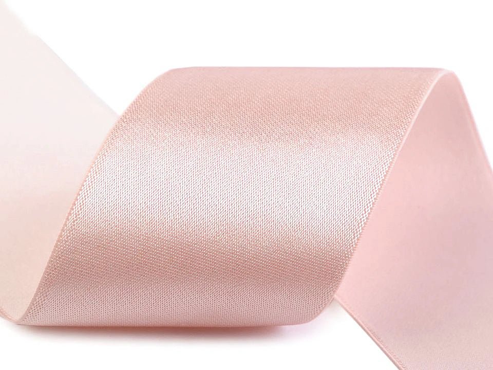 Flat satin elastic 5 cm - powder pink