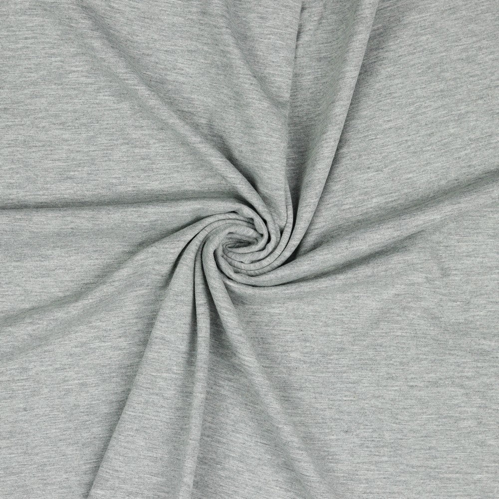 Thin cotton knit - grey melange 215 g/m²